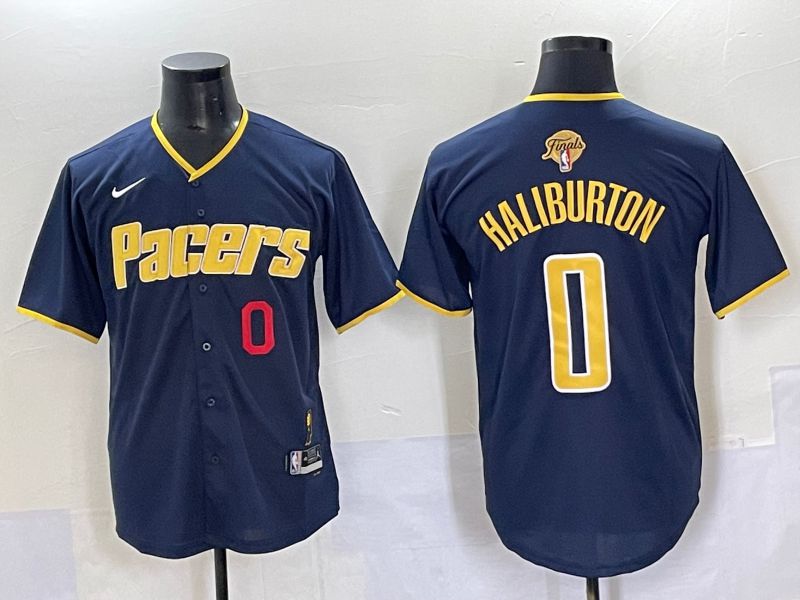 Men 2025 Indiana Pacers #0 Haliburton Blue Joint Name NBA Jersey style 22